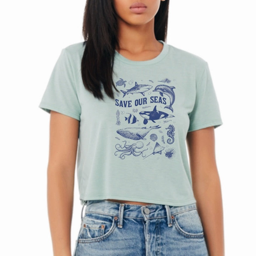 Save Our Seas Printed Cropped Tee