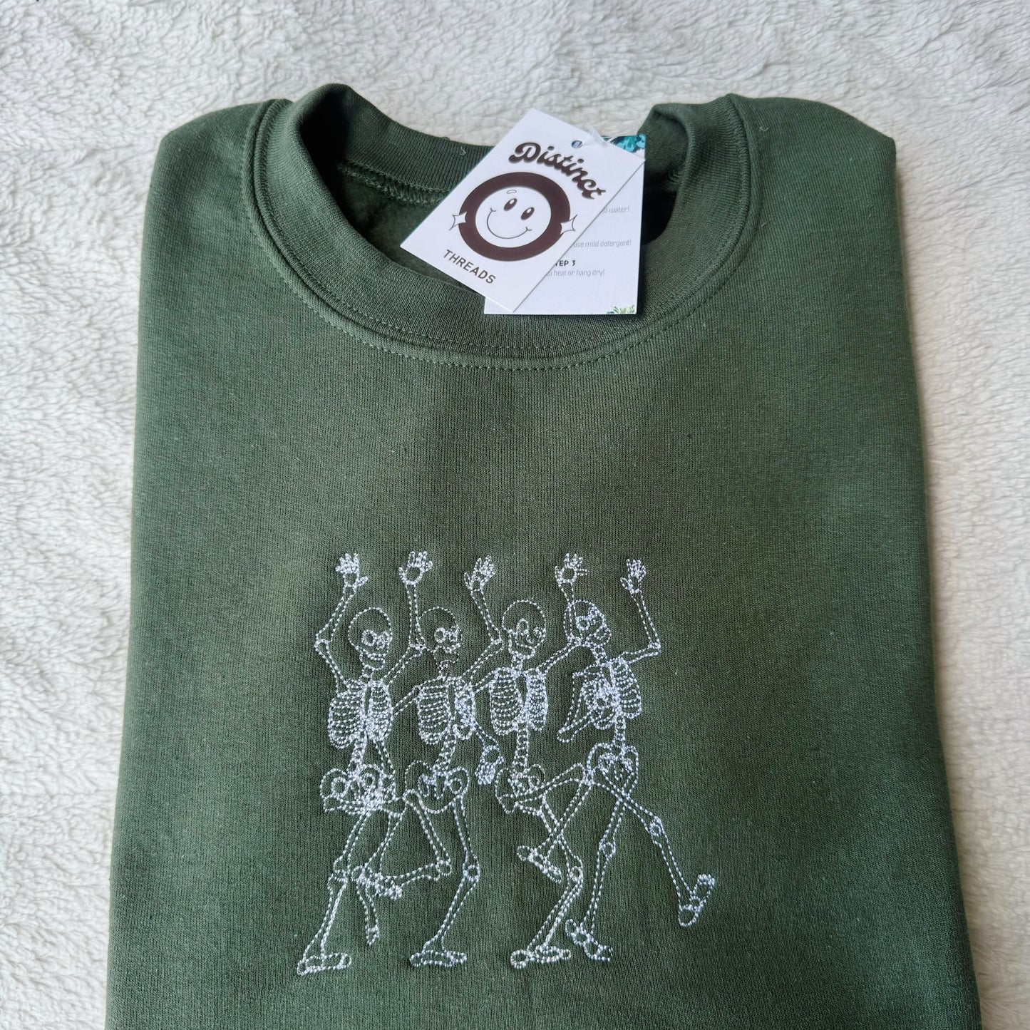 Dancing Skeletons Embroidered Crewneck Sweatshirt