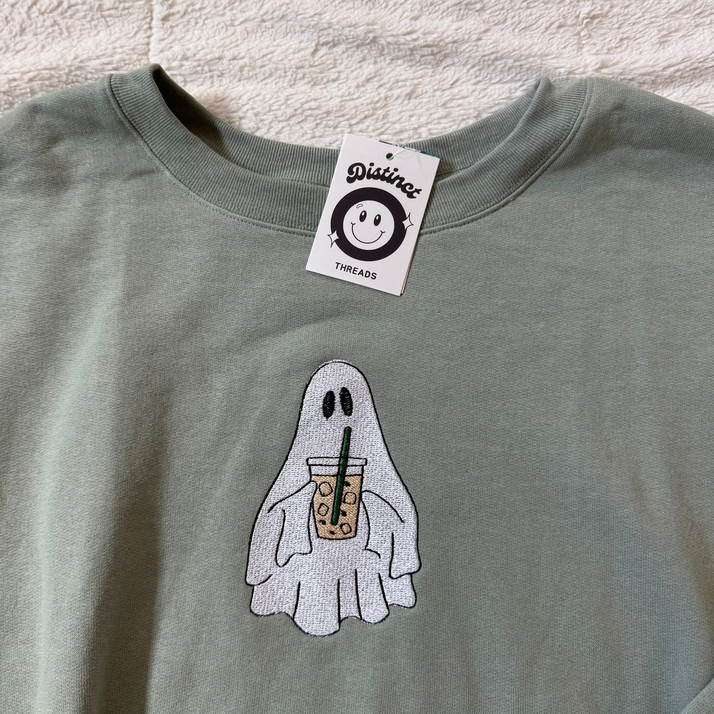 Iced Coffee Ghost Ready To Ship Embroidered Crew - Size XXL