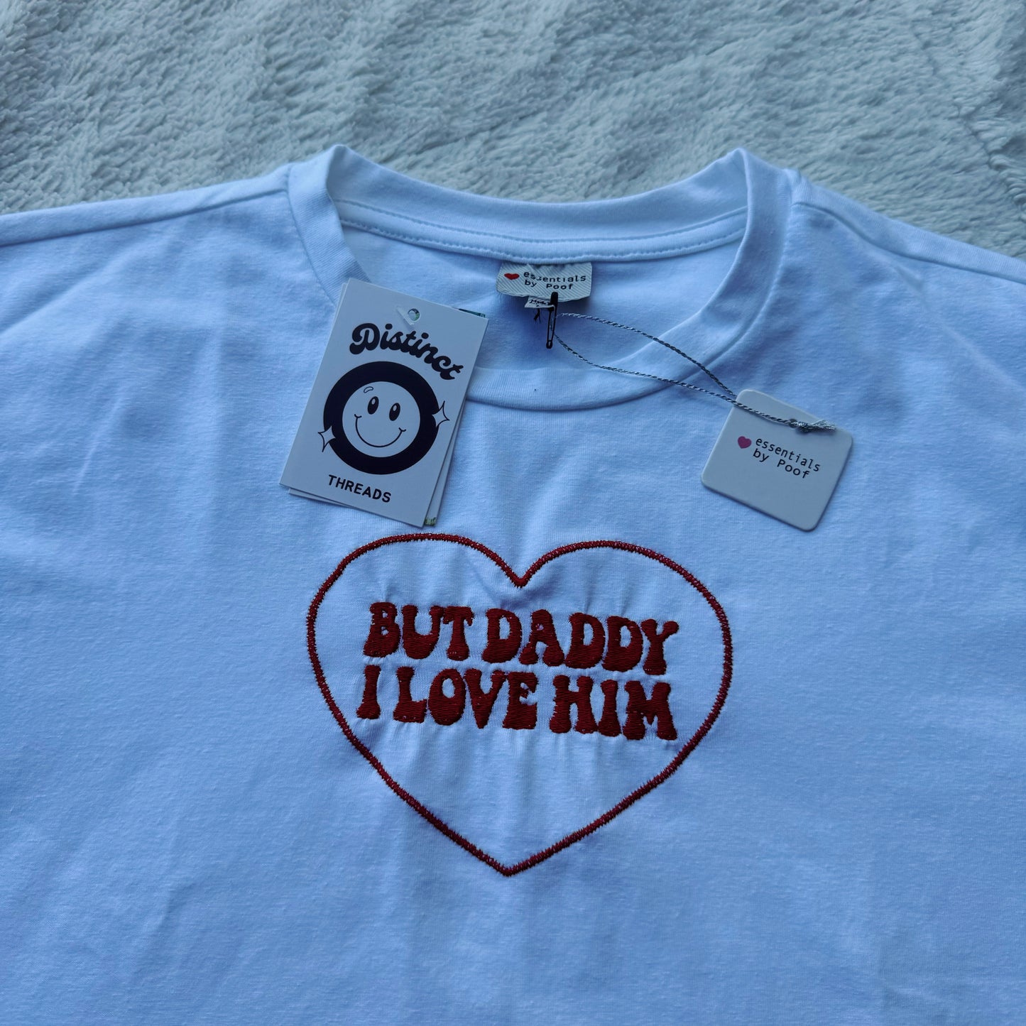 But Daddy I Love Him Ready To Ship Cropped Embroidered Tee - Size Large