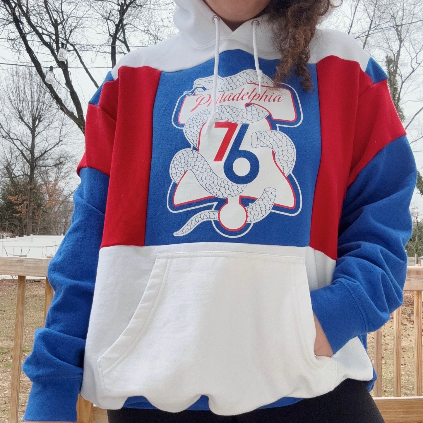 Sixers Patchwork Hoodie - Size XS-2XL