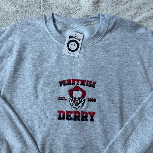 Scary Clown Ready To Ship Embroidered Crew - Size Medium