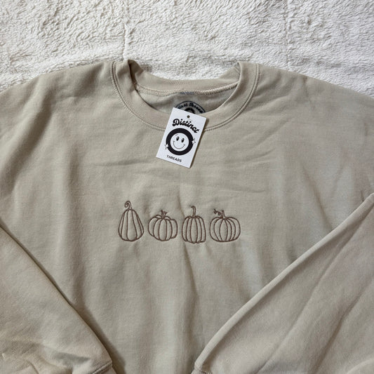 Row of Pumpkins Ready To Ship Embroidered Crew - Size XL