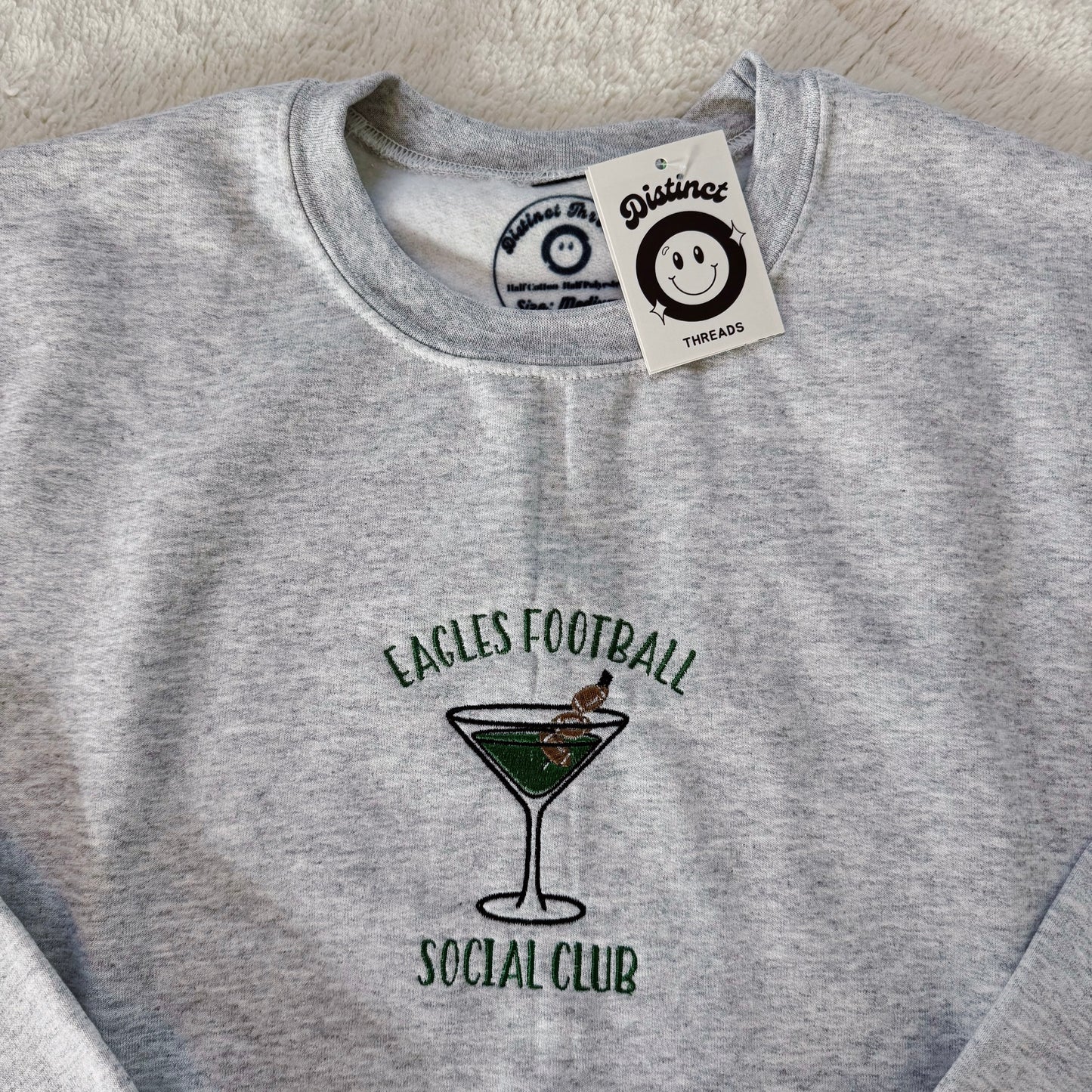 Eagles Football Social Club Ready To Ship Embroidered Crew - Size Medium