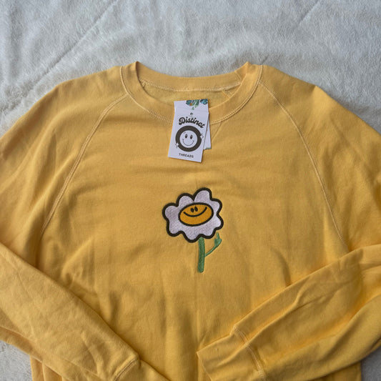 Middle Finger Flower Ready To Ship Embroidered Crew - Size Small