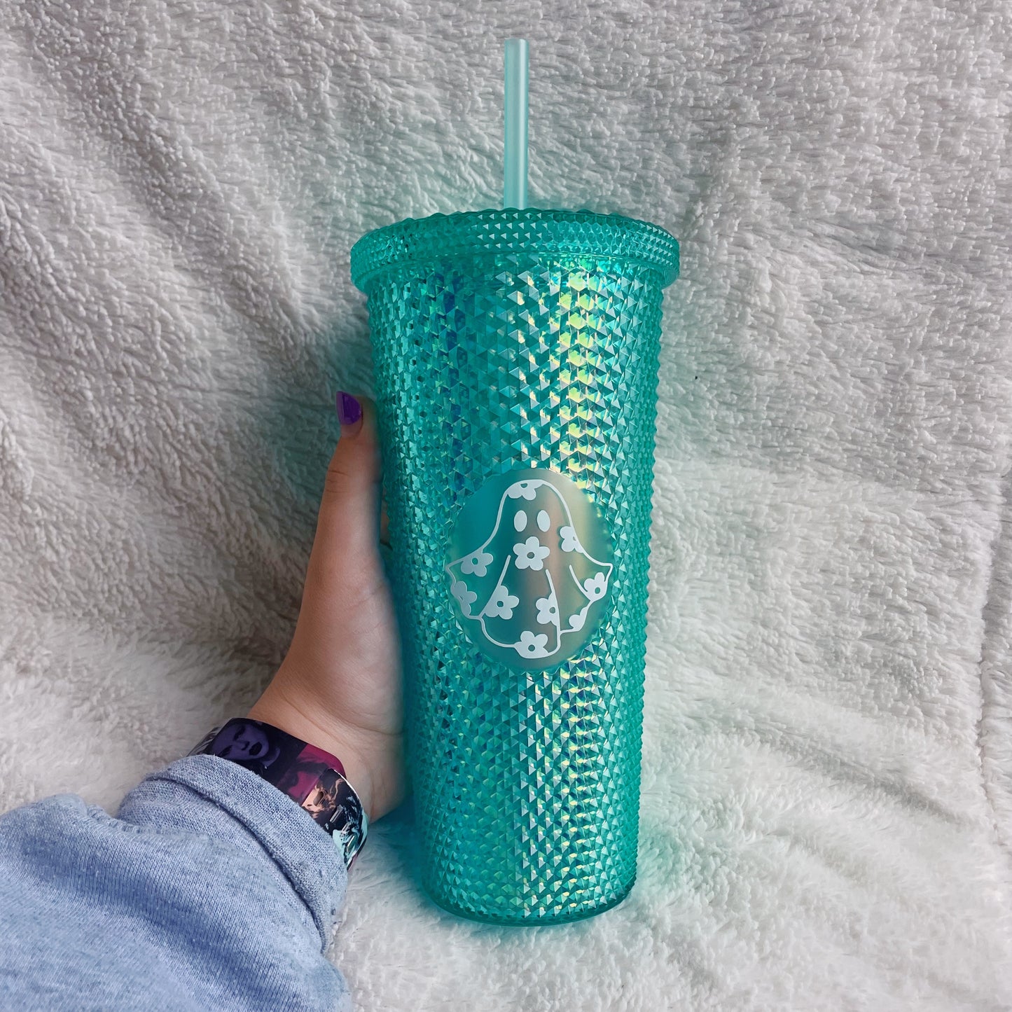 24 oz Floral Ghost Studded Tumbler