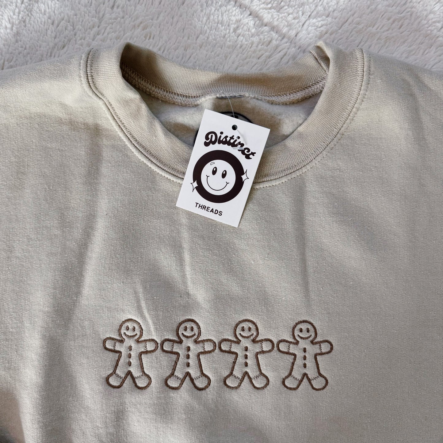 Gingerbread Men Ready To Ship Embroidered Crew - Size XL