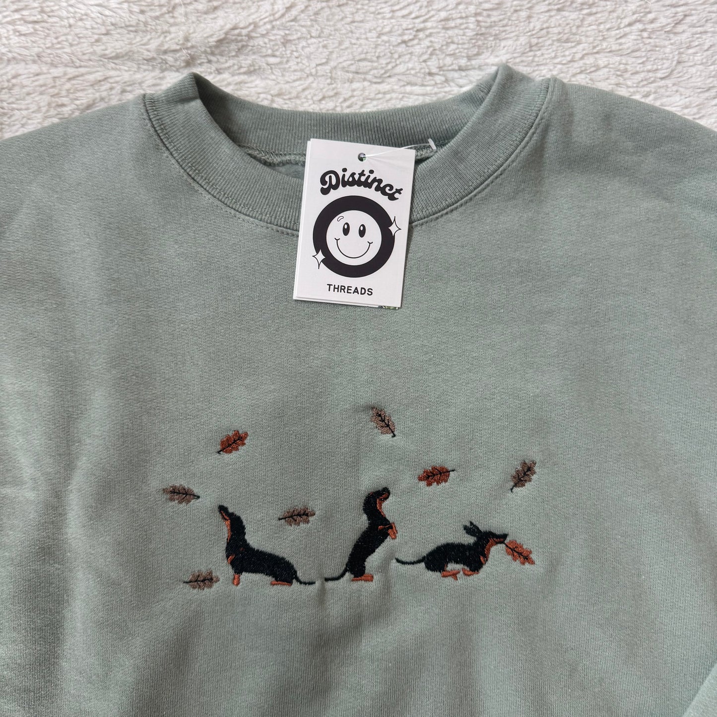 Fall Weiner Dogs Ready To Ship Embroidered Crew - Size Small