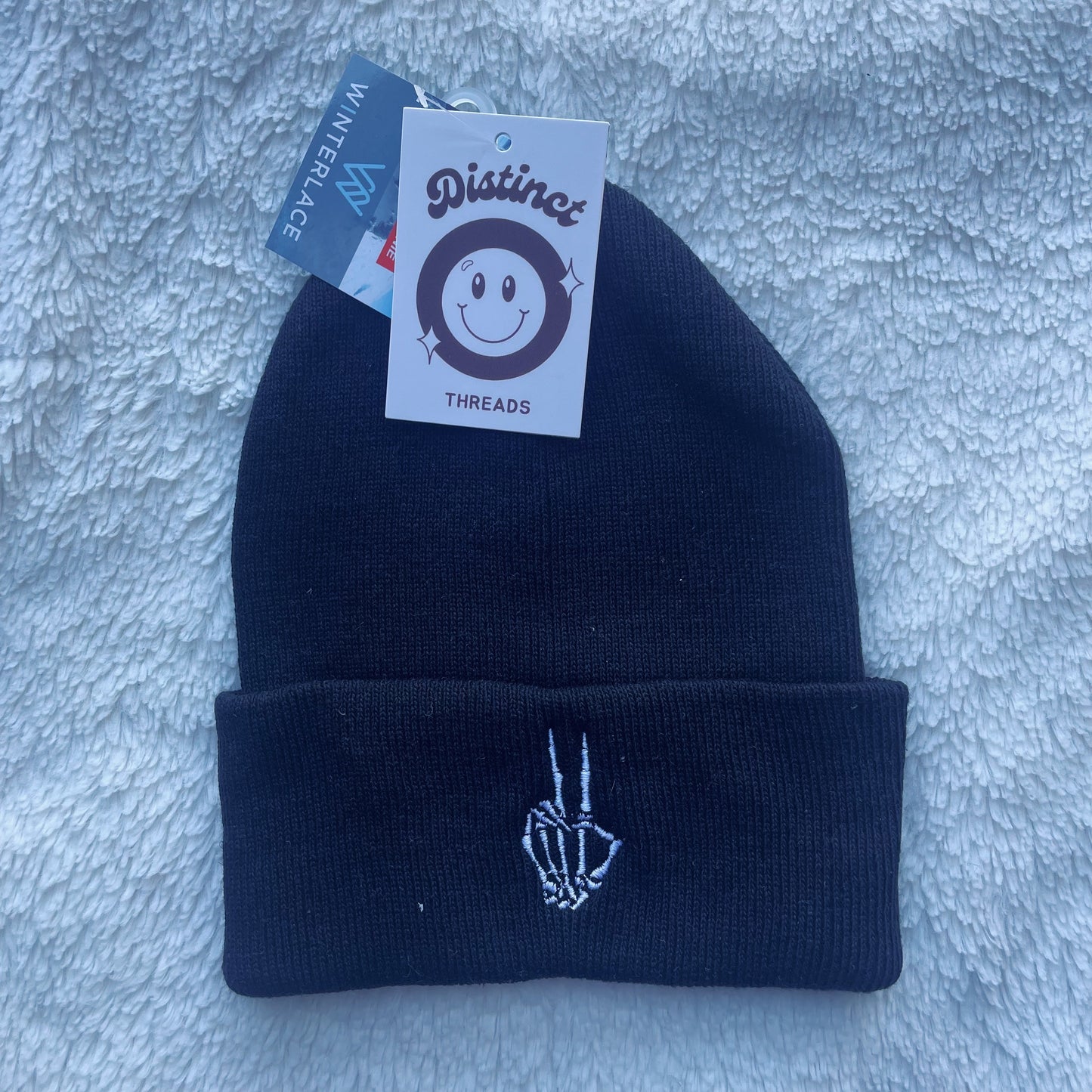 Skeleton Hand Peace Sign Embroidered Beanie