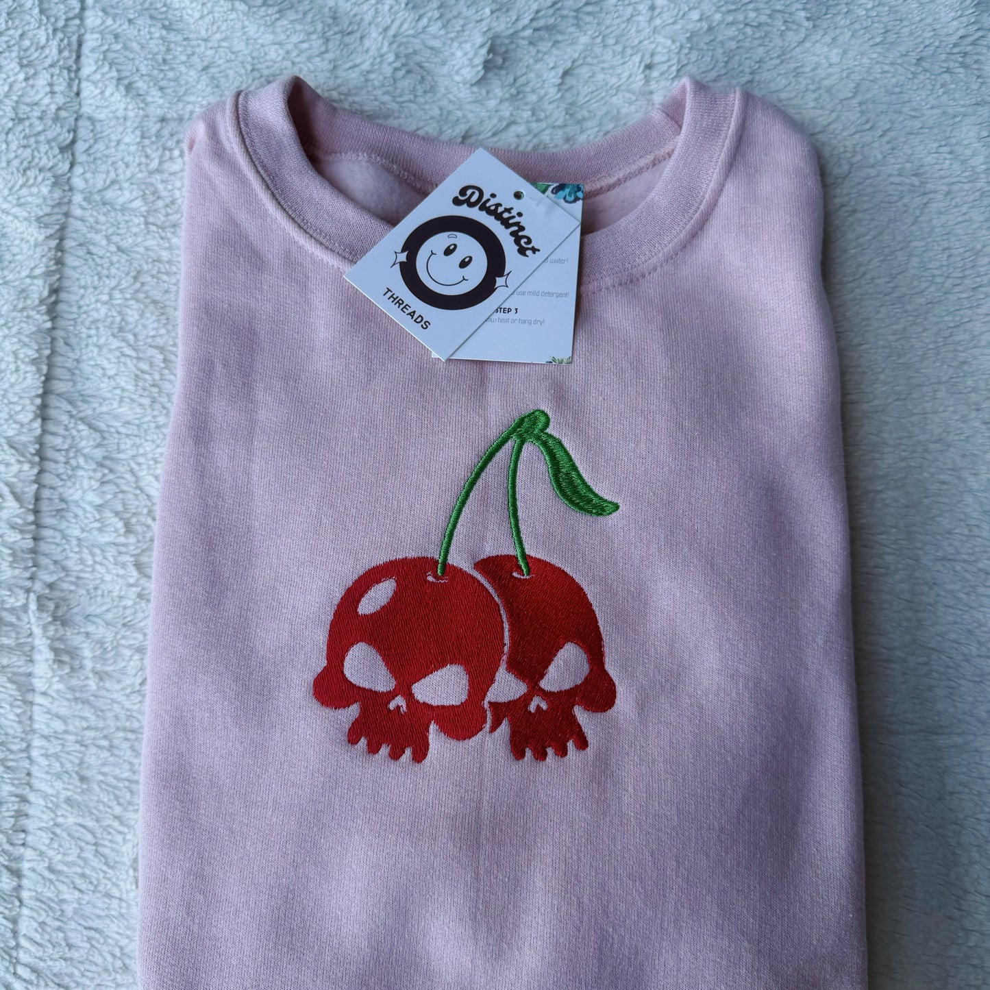 Cherry Skulls Embroidered Crewneck Sweatshirt