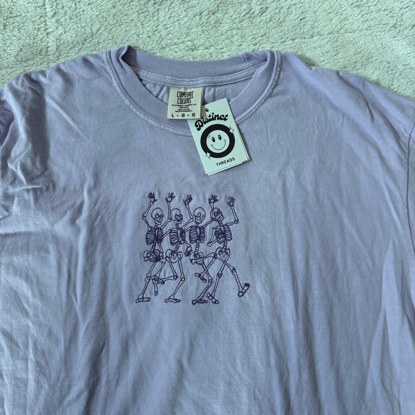 Dancing Skeletons Ready To Ship Embroidered Comfort Colors Tee - Size Large