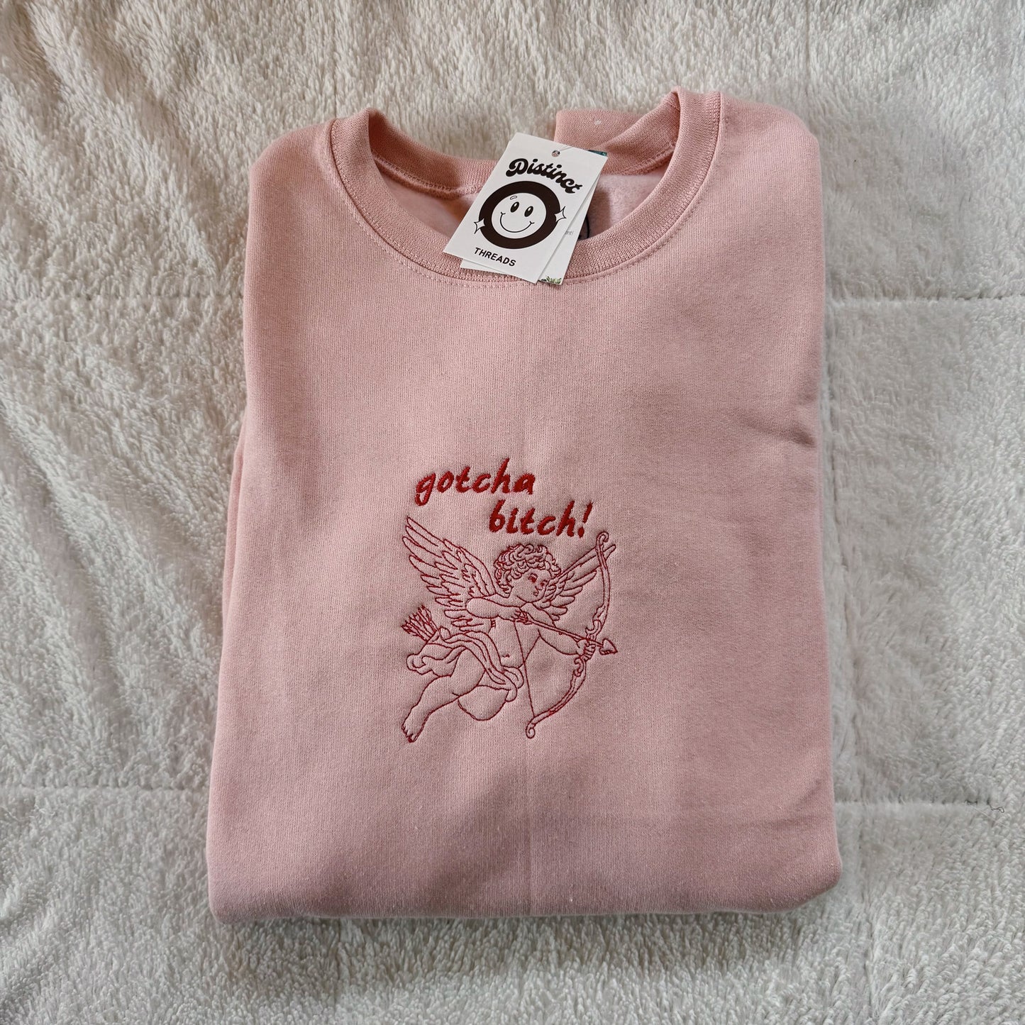 Gotcha Bitch! Cupid Embroidered Crewneck Sweatshirt