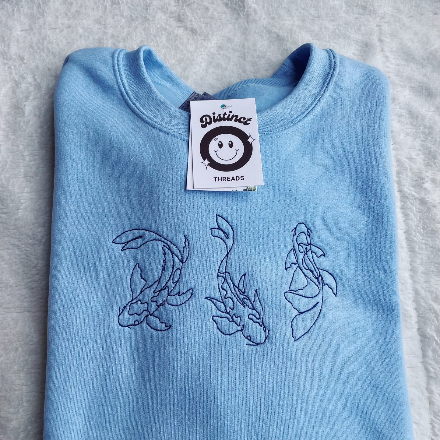 Minimalist Koi Fish Embroidered Crewneck Sweatshirt