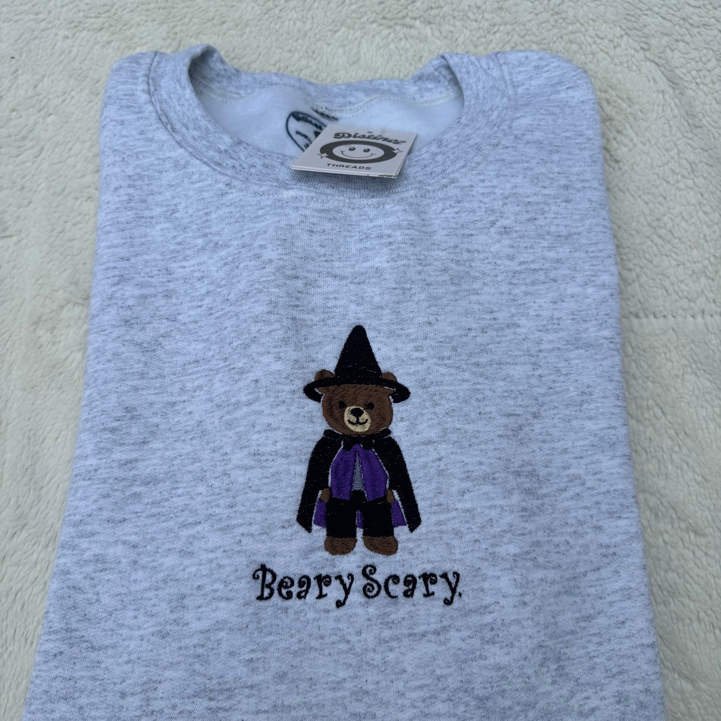 Beary Scary Witchy Bear Embroidered Crewneck Sweatshirt