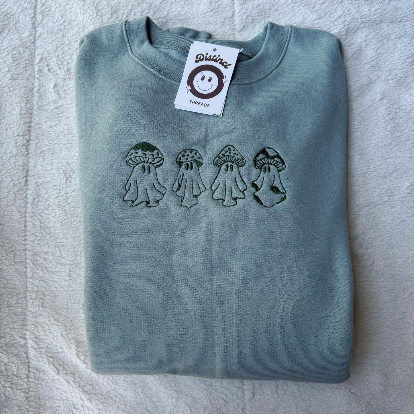 Mushroom Ghosts Embroidered Crewneck Sweatshirt