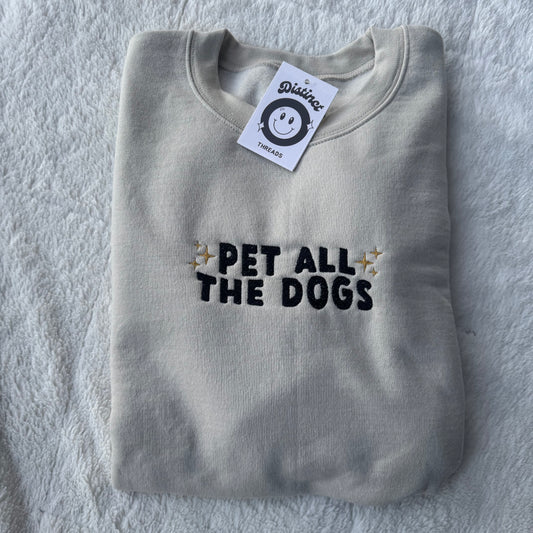 Pet All The Dogs Embroidered Crewneck Sweatshirt