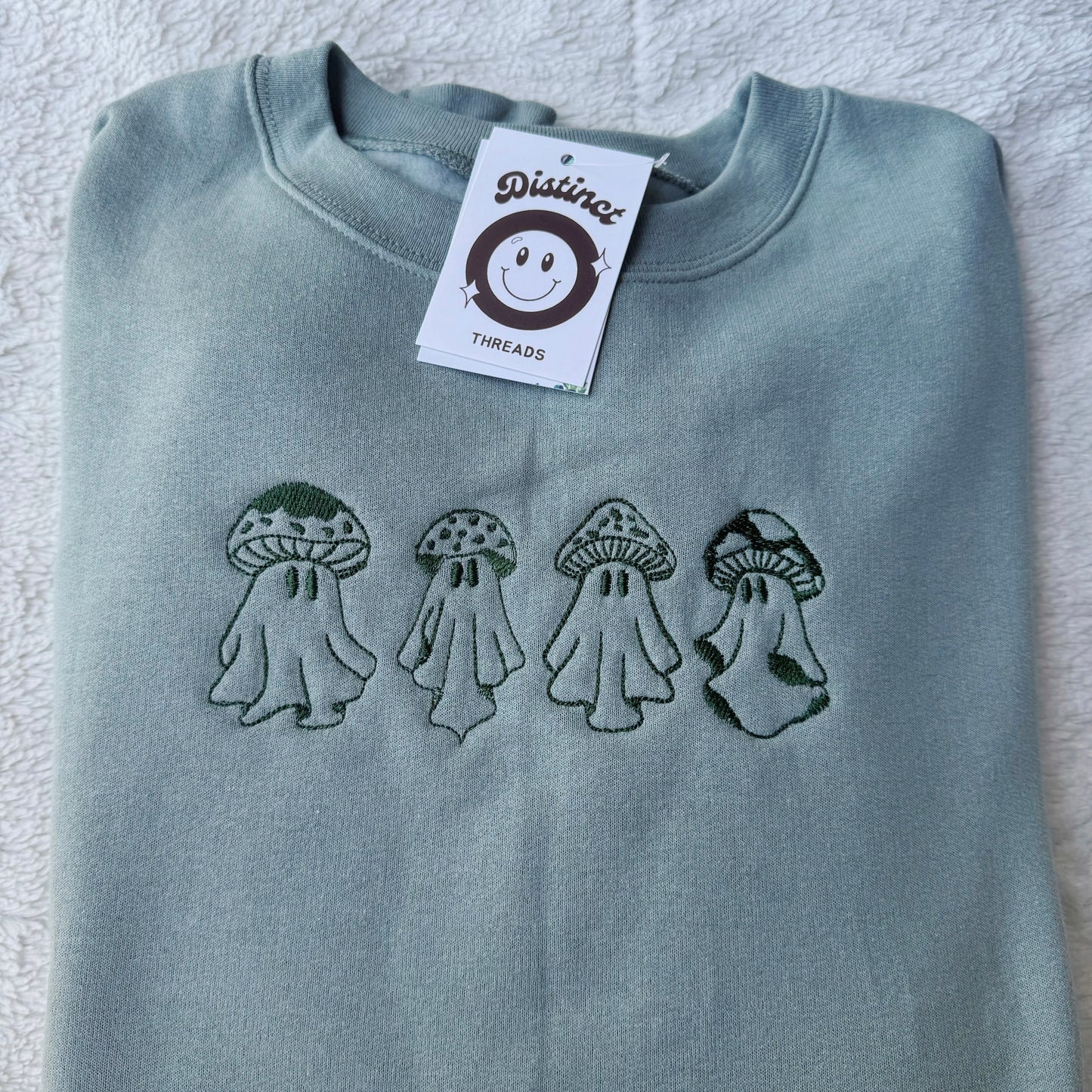 Mushroom Ghosts Embroidered Crewneck Sweatshirt