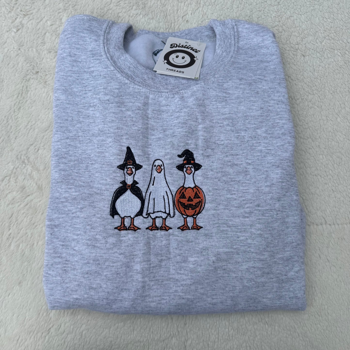 Spooky Goose Friends Embroidered Crewneck Sweatshirt