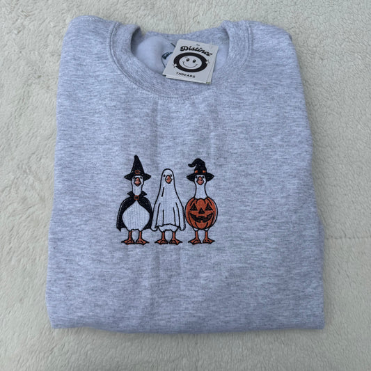 Spooky Goose Friends Embroidered Crewneck Sweatshirt