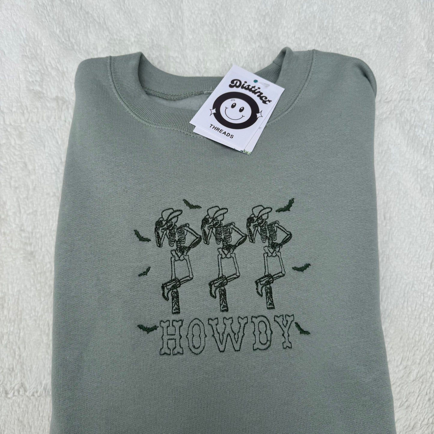 Howdy Dancing Skeletons Embroidered Crewneck Sweatshirt