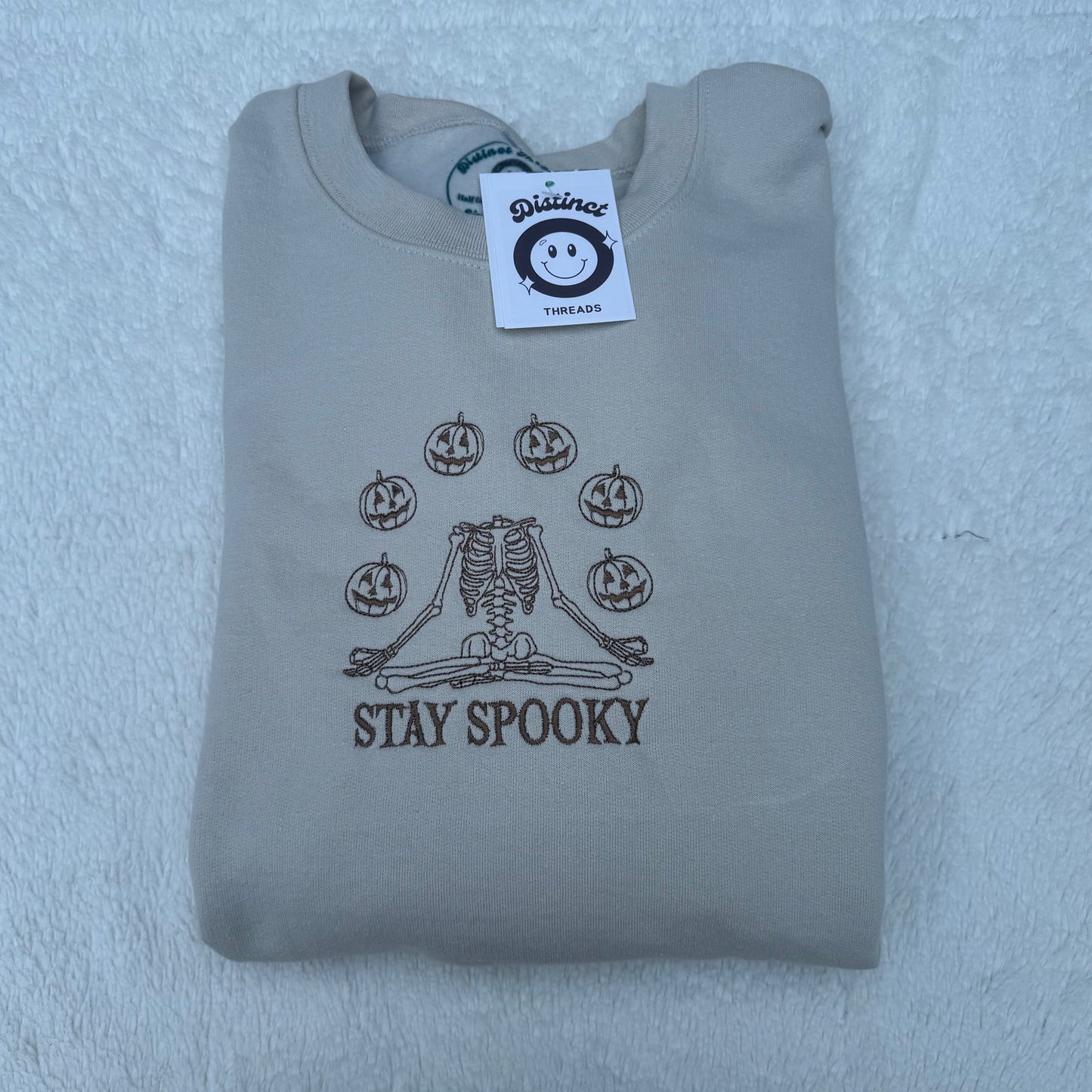 Stay Spooky Skeleton Embroidered Crewneck Sweatshirt