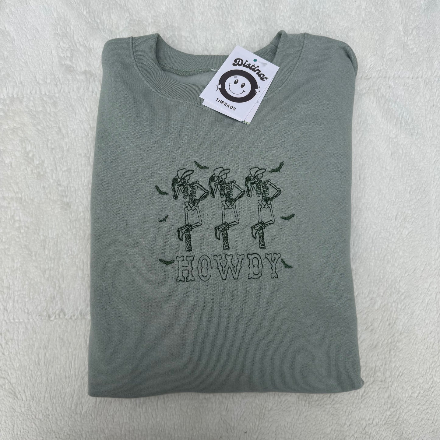 Howdy Dancing Skeletons Embroidered Crewneck Sweatshirt