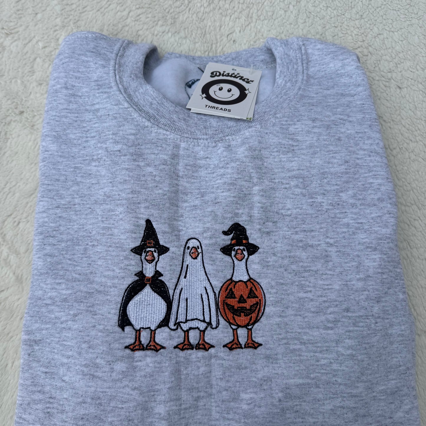 Spooky Goose Friends Embroidered Crewneck Sweatshirt
