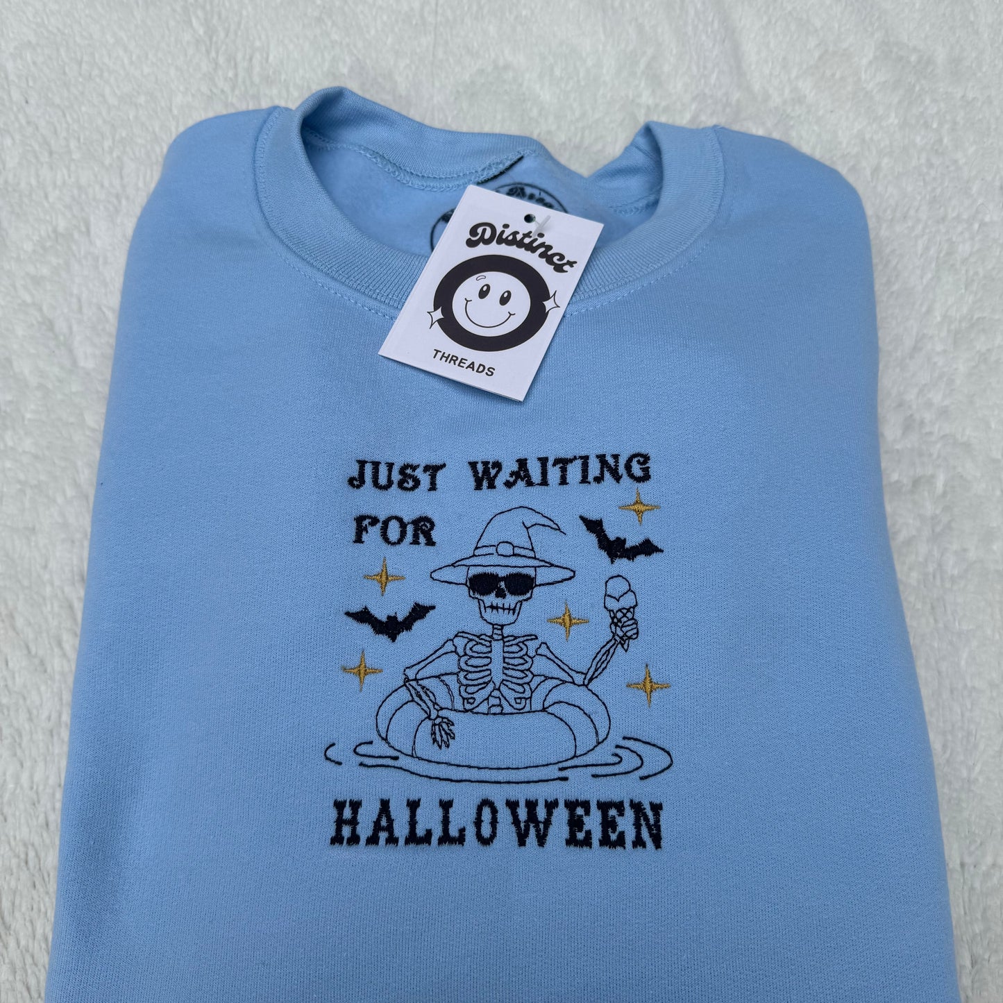 Just Waiting For Halloween Embroidered Crewneck Sweatshirt