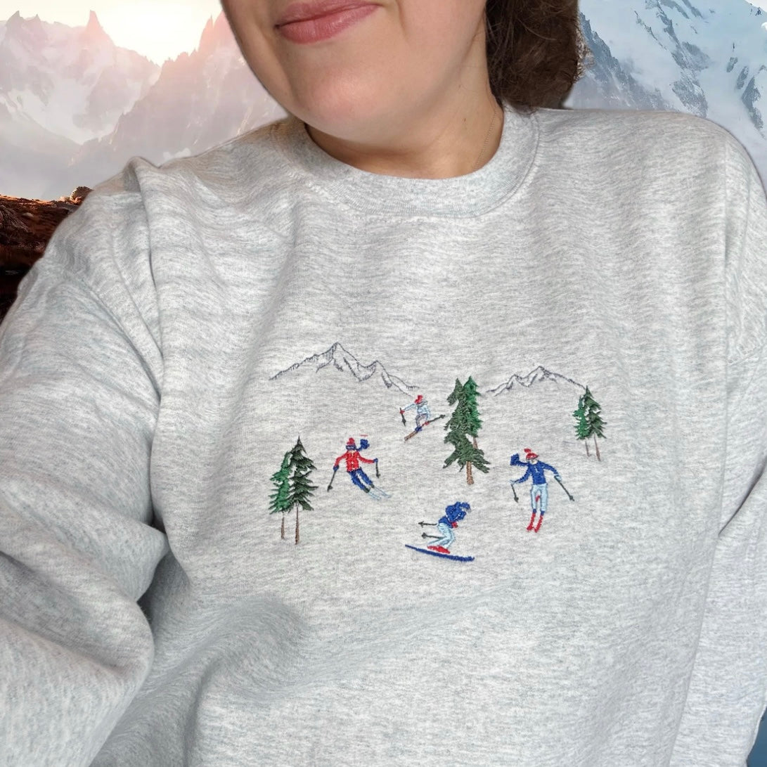 Hit The Slopes Embroidered Crewneck Sweatshirt