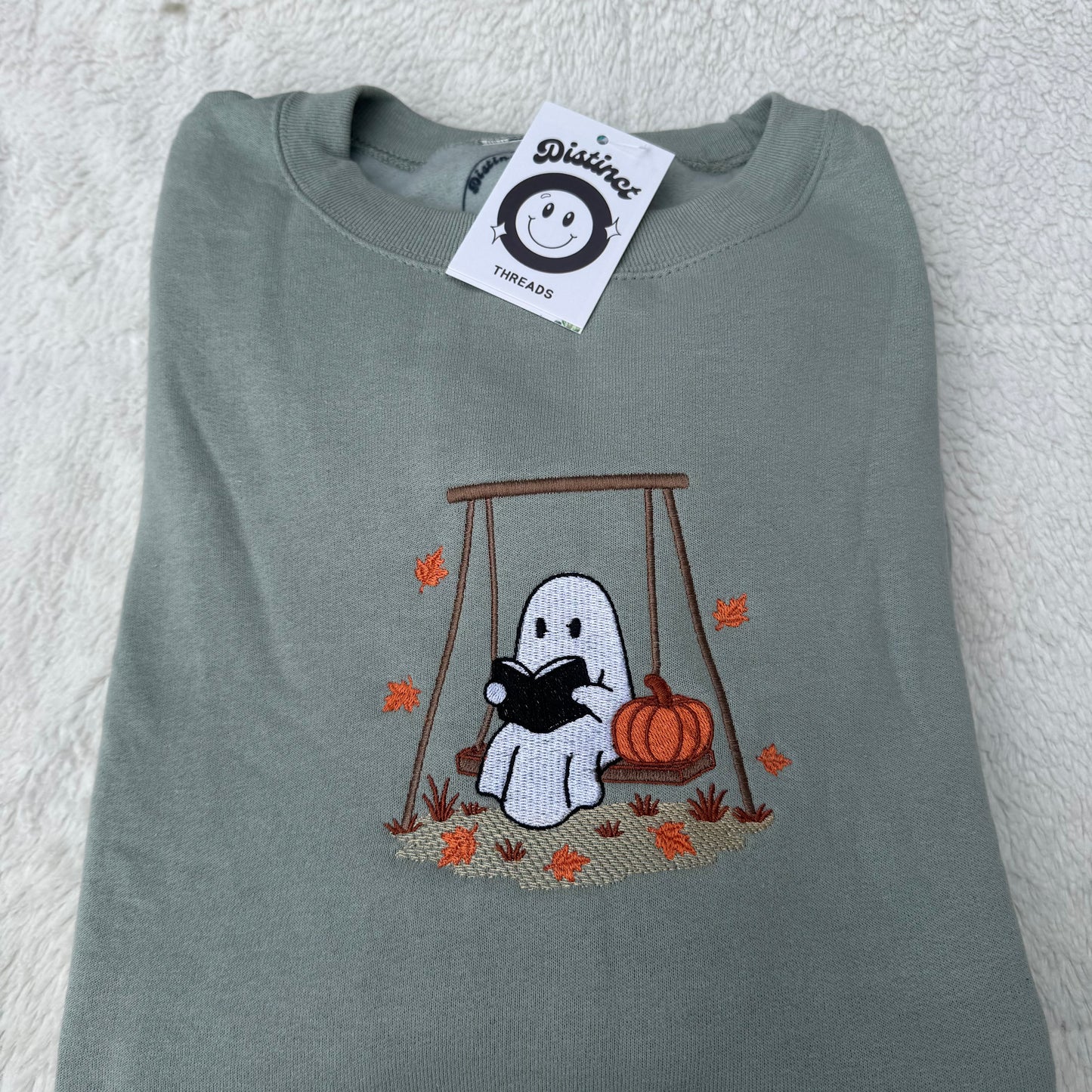 Ghost Reading Embroidered Crewneck Sweatshirt