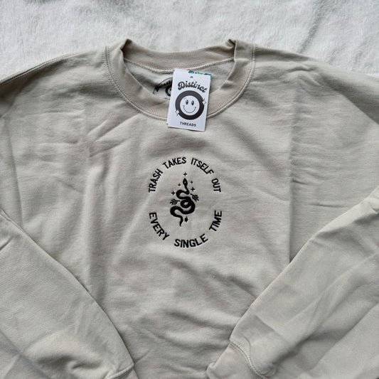 Trash Takes Itself Out Ready To Ship Embroidered Crew - Size Large