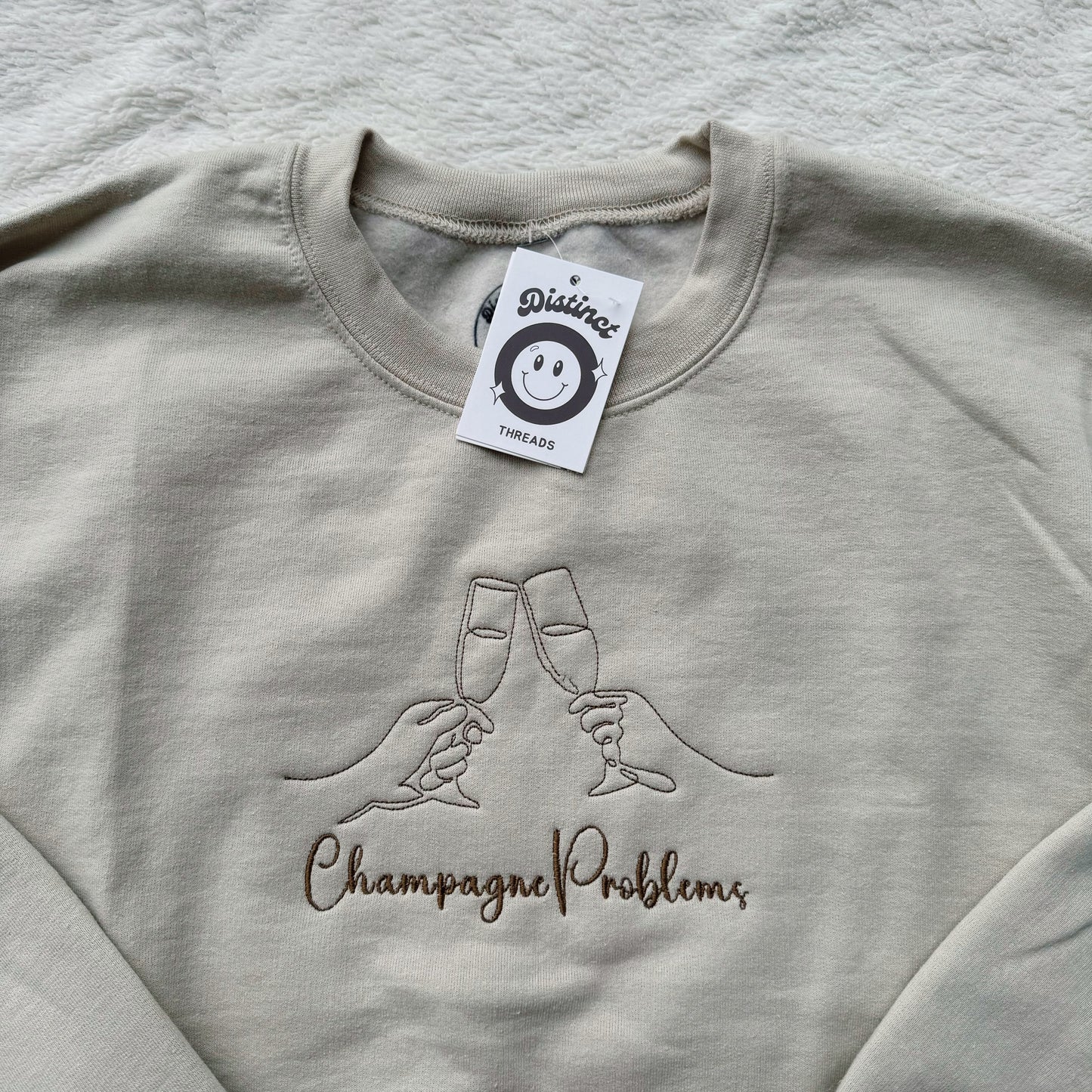 Champagne Problems Ready To Ship Embroidered Crew - Size Medium