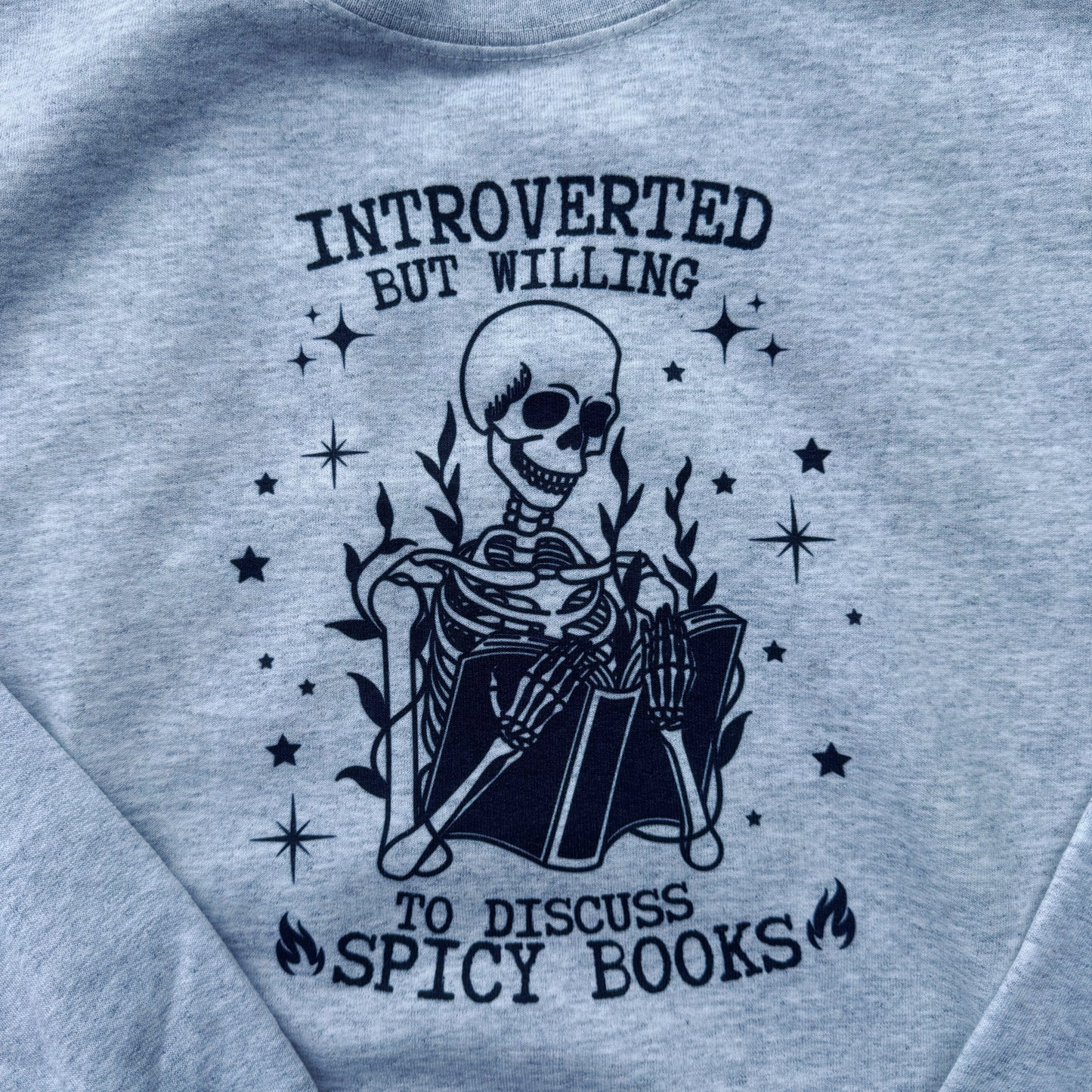 Introverted But Willing To Discuss Spicy Books Ready To Ship Printed Crew - Size Medium