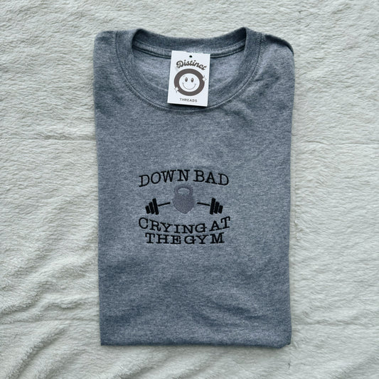 Down Bad Crying At The Gym Taylor Inspired Embroidered T-Shirt