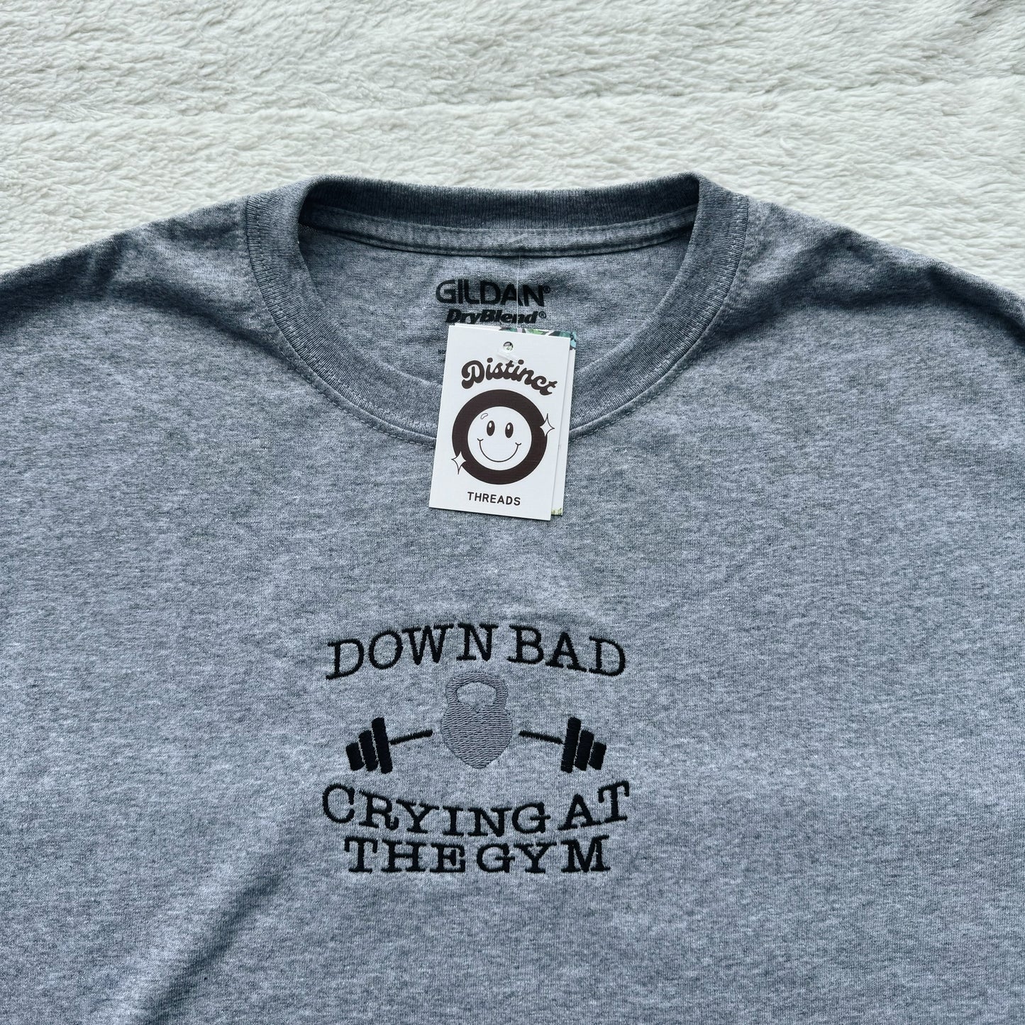 Down Bad Crying At The Gym Ready To Ship Embroidered Tee - Size XL