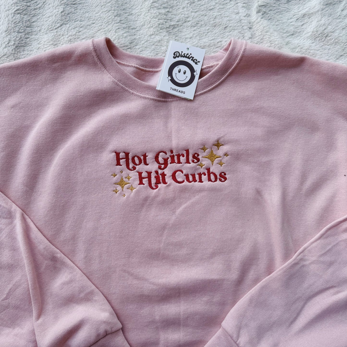 Hot Girls Hit Curbs Embroidered Crewneck Sweatshirt