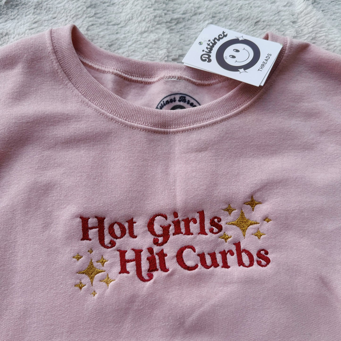 Hot Girls Hit Curbs Embroidered Crewneck Sweatshirt