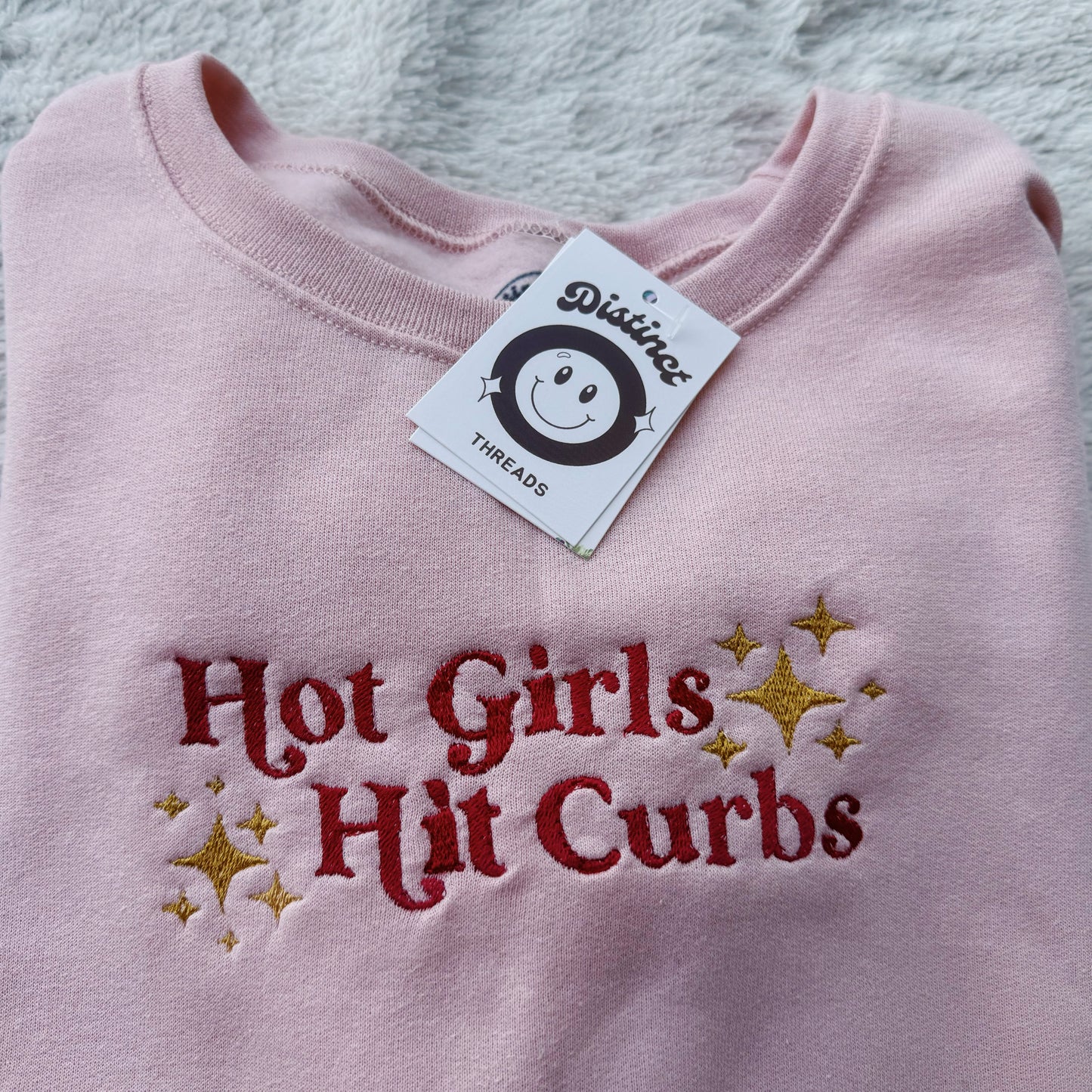 Hot Girls Hit Curbs Embroidered Crewneck Sweatshirt