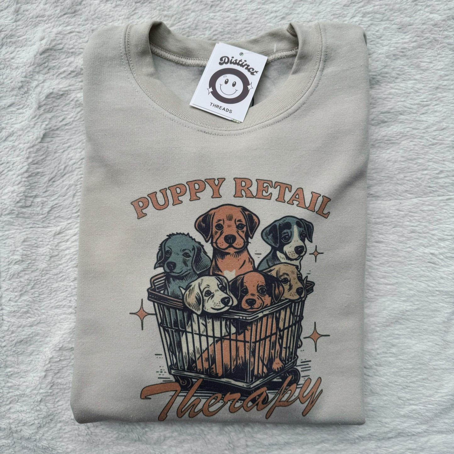 Puppy Retail Therapy Ready To Ship Printed Crew - Size Small