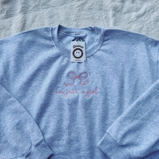 I'm Just A Girl Ready To Ship Embroidered Crew - Size XL