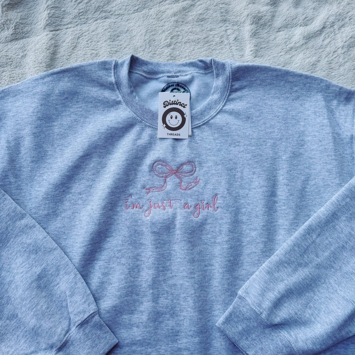 I'm Just A Girl Embroidered Crewneck Sweatshirt