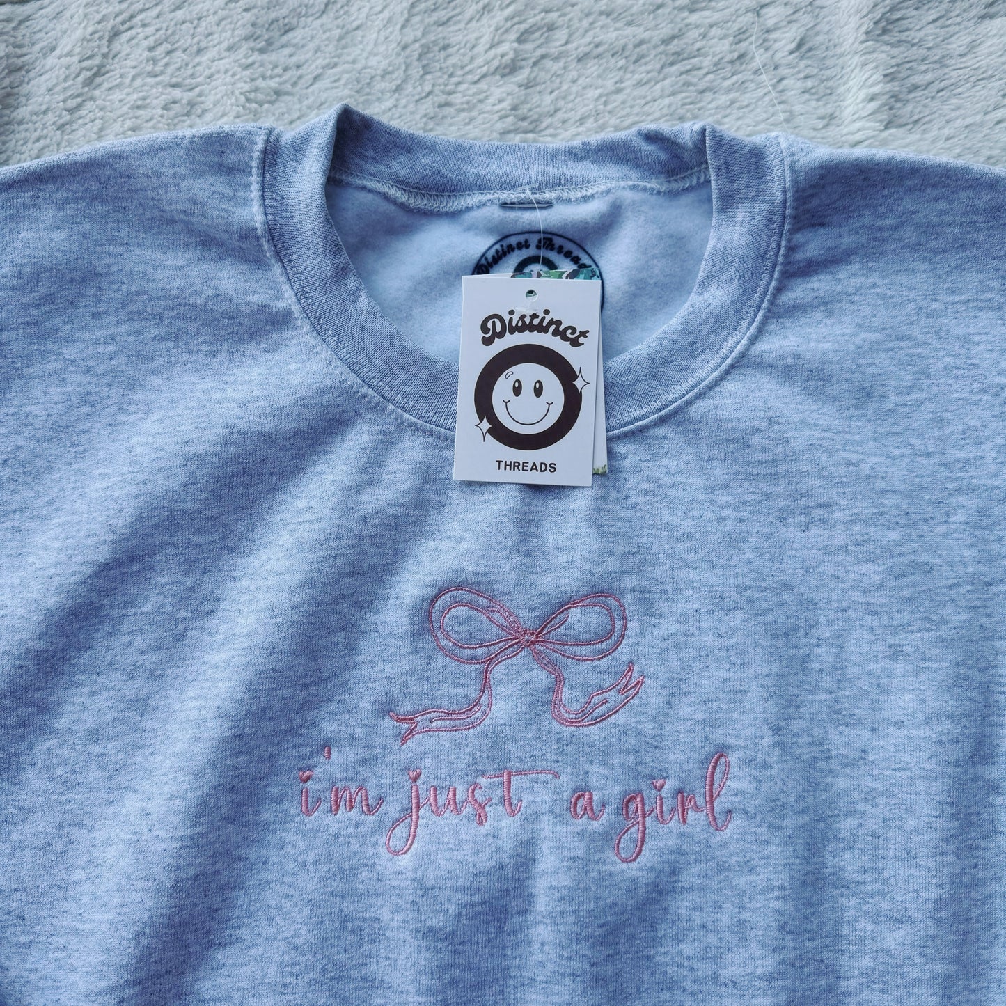 I'm Just A Girl Ready To Ship Embroidered Crew - Size XL