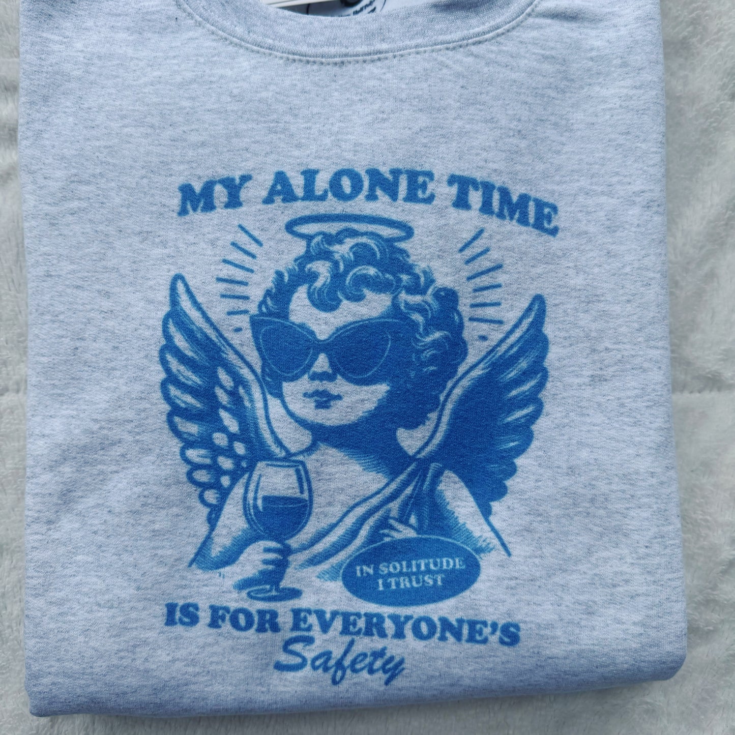 Alone Time Angel Printed Crew