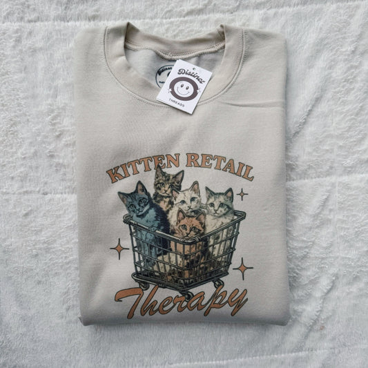 Kitten Retail Therapy Printed Crew