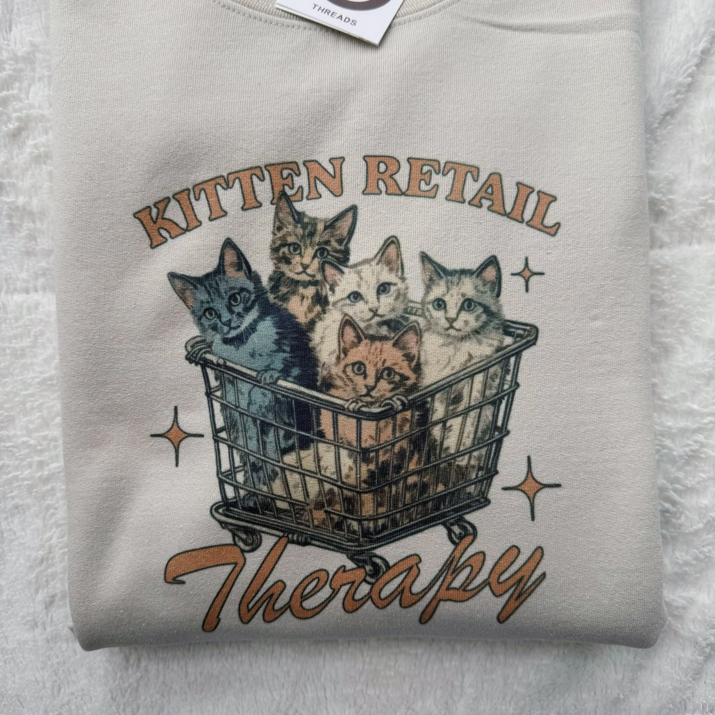 Kitten Retail Therapy Printed Crew