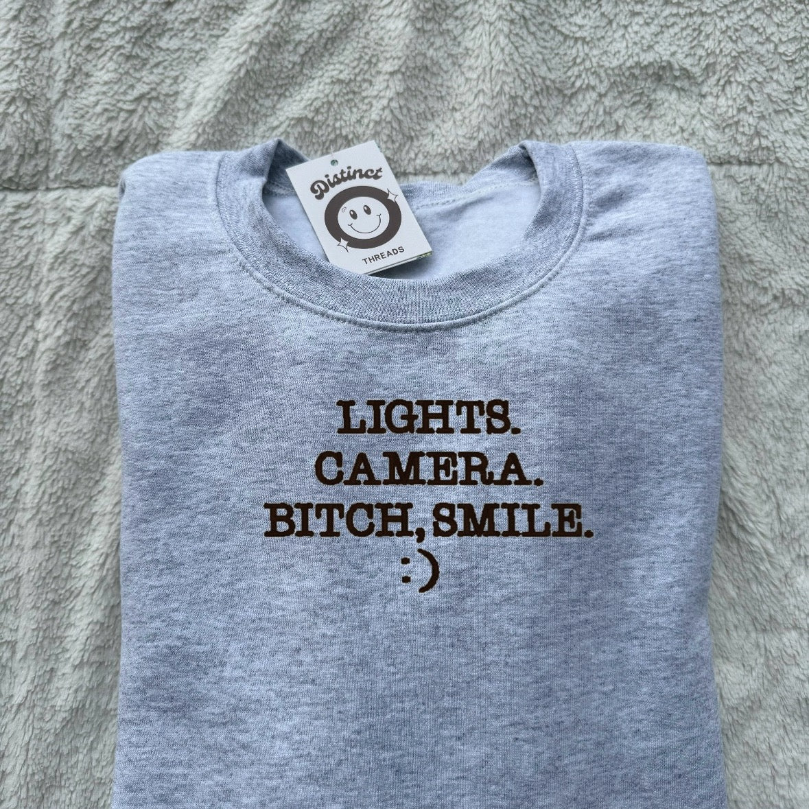 Lights Camera B*tch Smile Taylor Inspired Embroidered Crewneck Sweatshirt