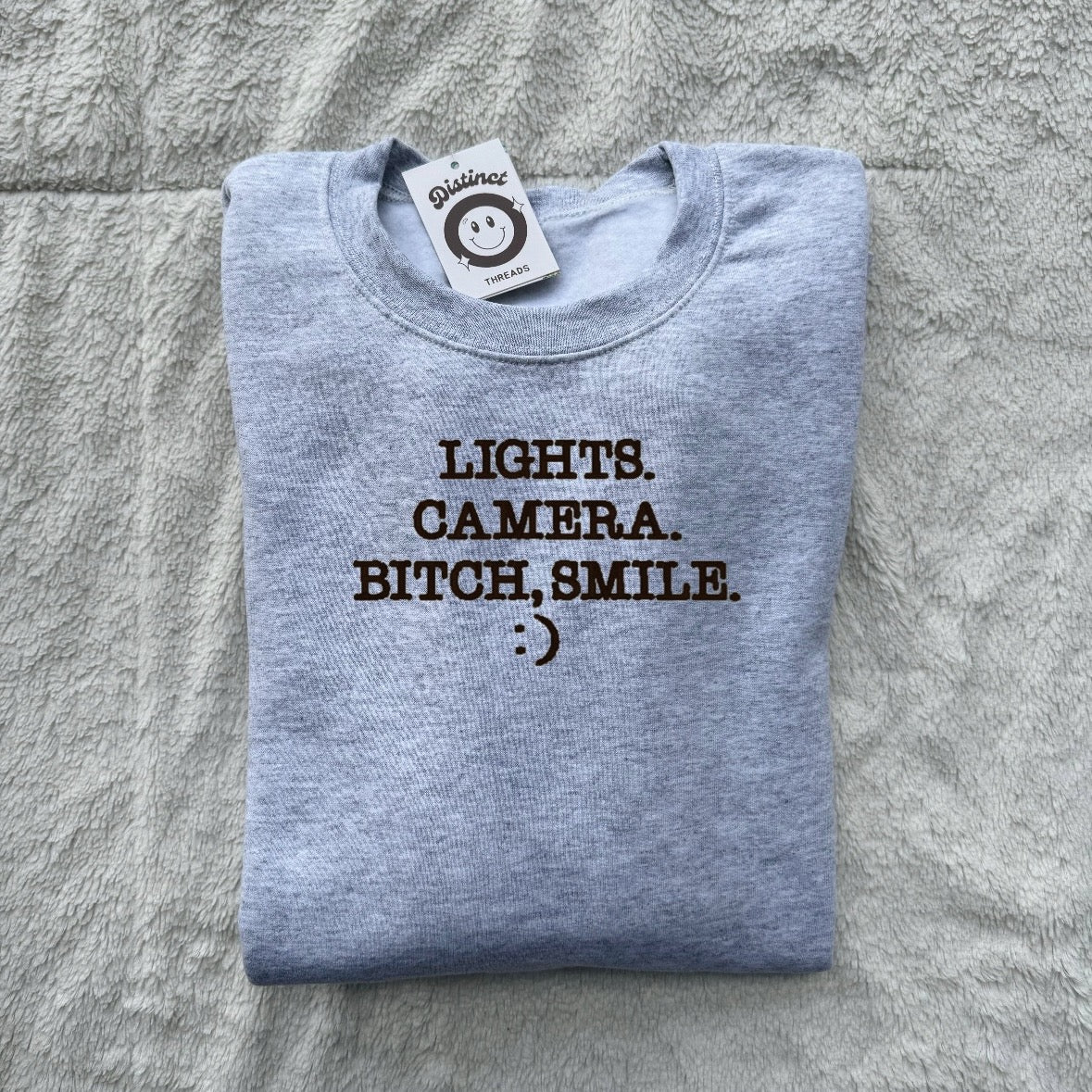 Lights Camera B*tch Smile Taylor Inspired Embroidered Crewneck Sweatshirt