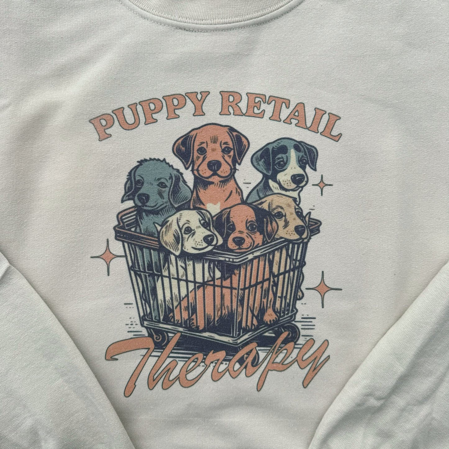 Puppy Retail Therapy Ready To Ship Printed Crew - Size Small