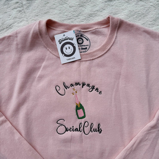 Champagne Social Club Ready To Ship Embroidered Crew - Size Small