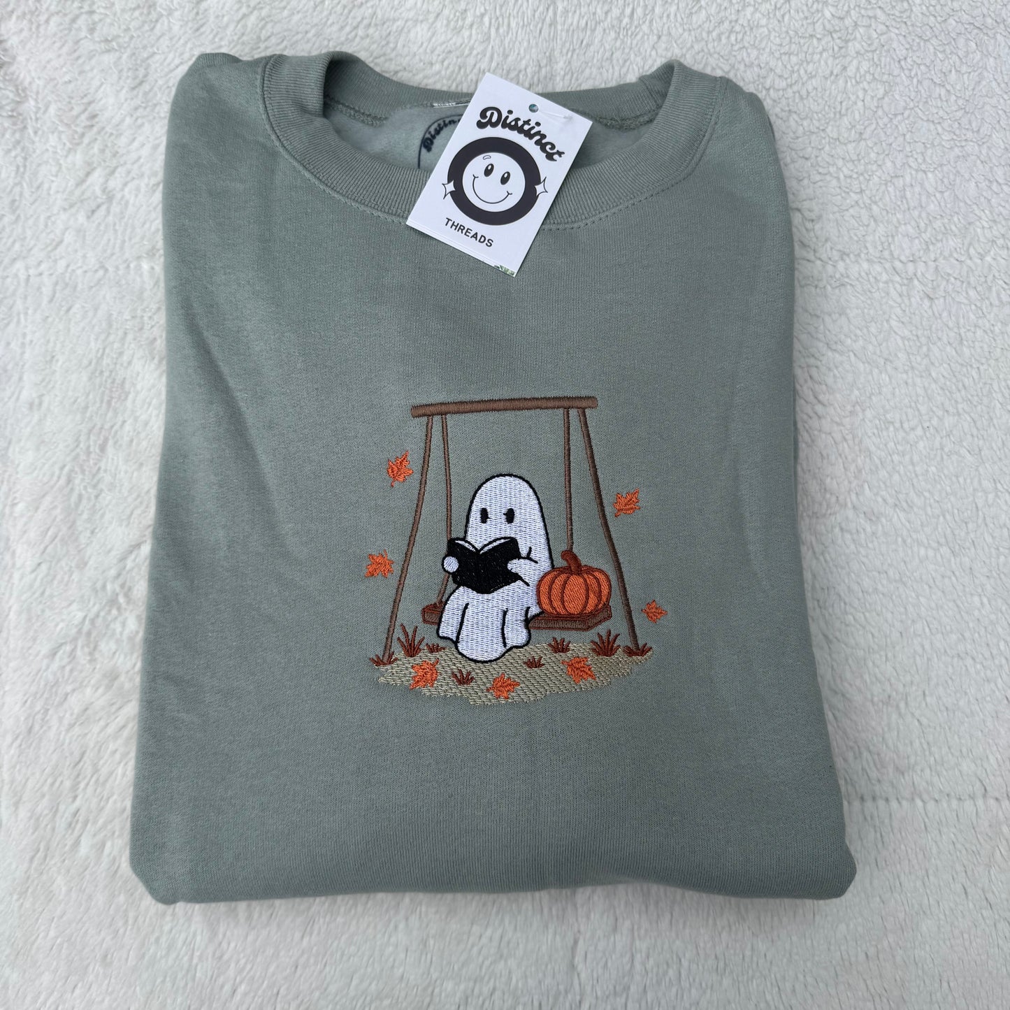 Ghost Reading Embroidered Crewneck Sweatshirt